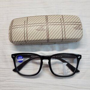 Gaoye +4.0 Black Blue Light Filter Reading Glasses With Hard Case